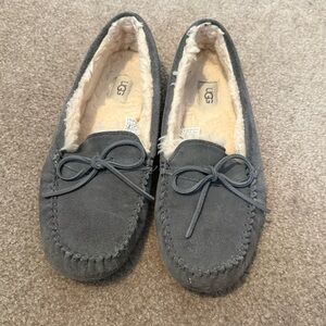 UGG Charcoal Suede Moccasin Slippers